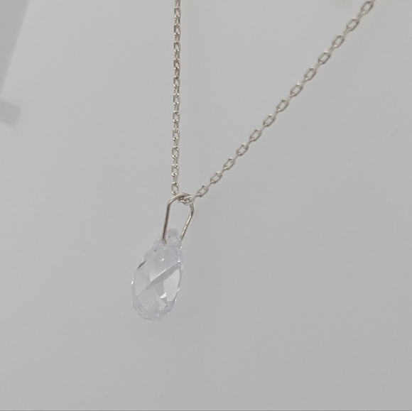 Sterling Silver Chain w/ Pear Shaped CZ Pendant - Picture 4 of 6
